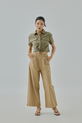 Marlow Linen Front Twist Button-Up Top